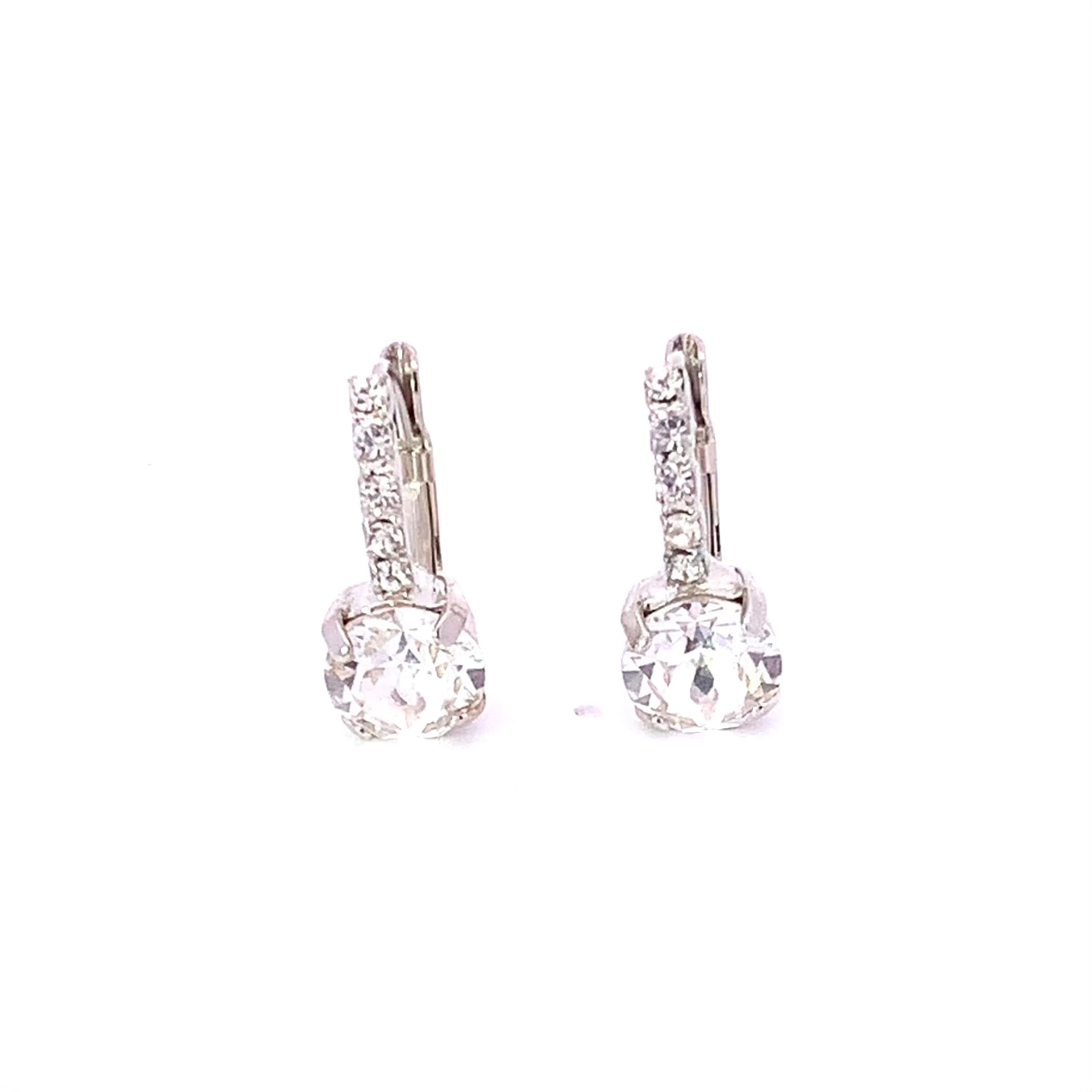 Simulated diamond pave bridesmaid earrings silver