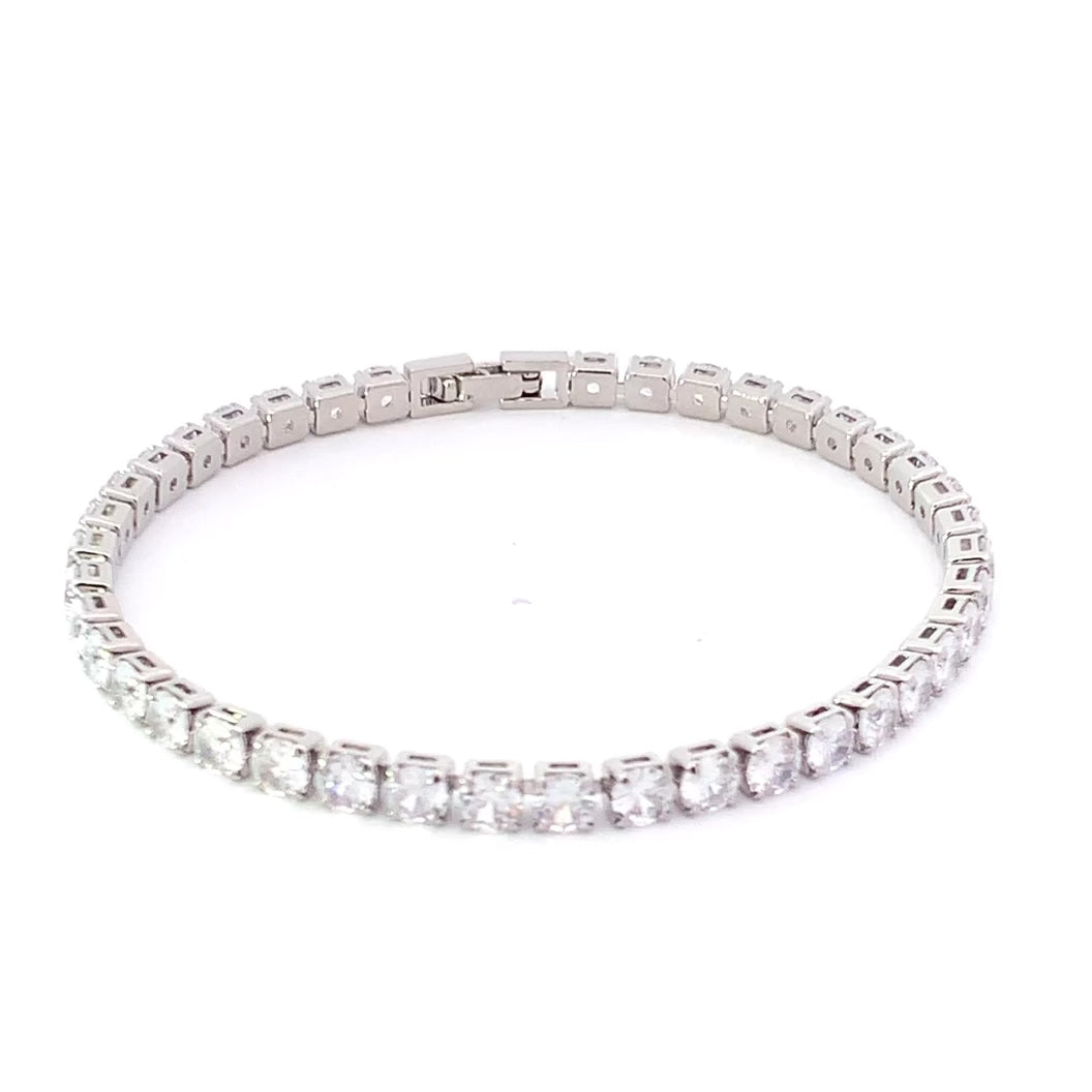 Bridal simulated diamond tennis bracelet silver