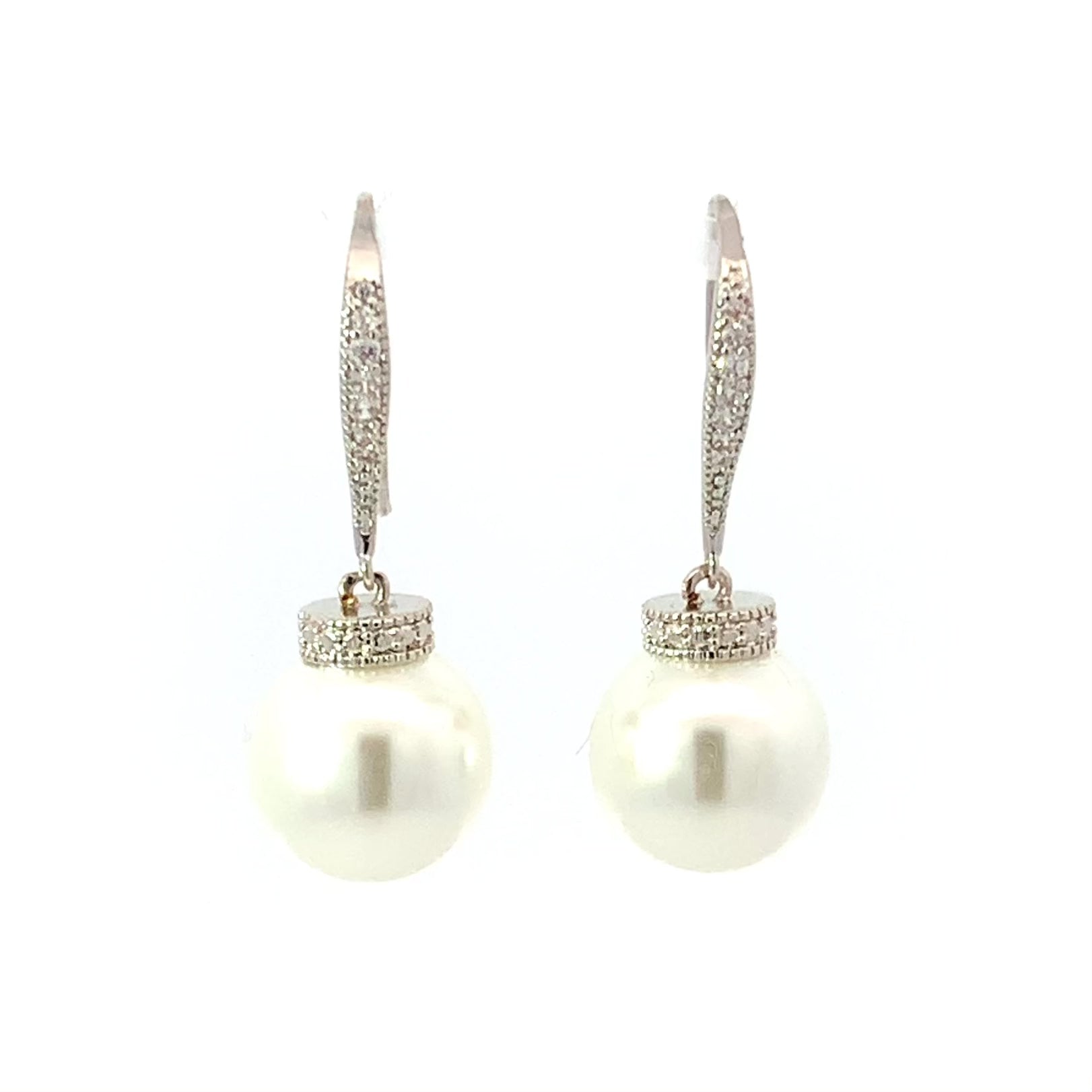 chunky pearl drop earrings silver