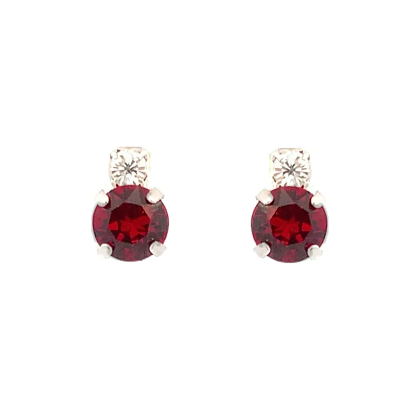 Ruby stud earrings silver