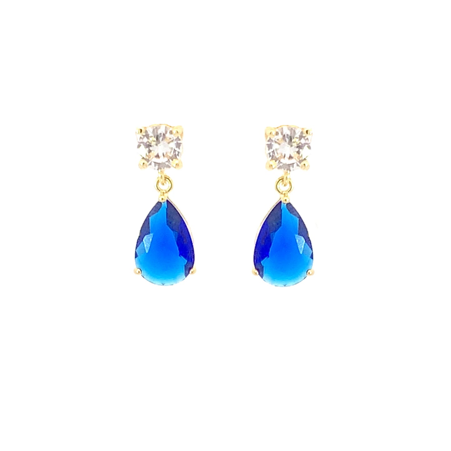 Sapphire birthstone pear drop earrings gold