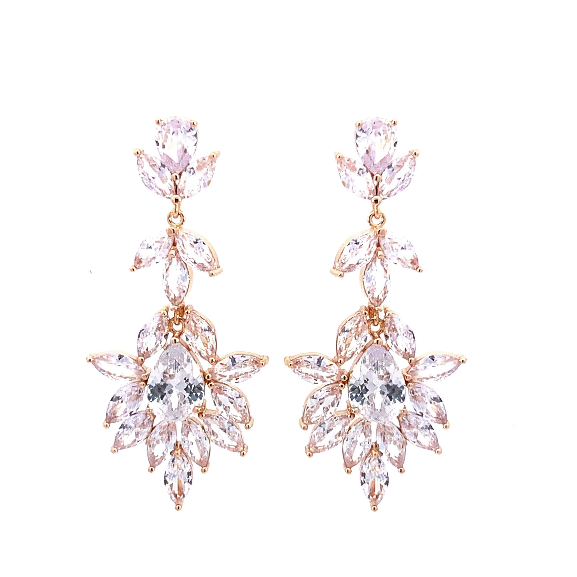 statement chandelier wedding earrings rose gold