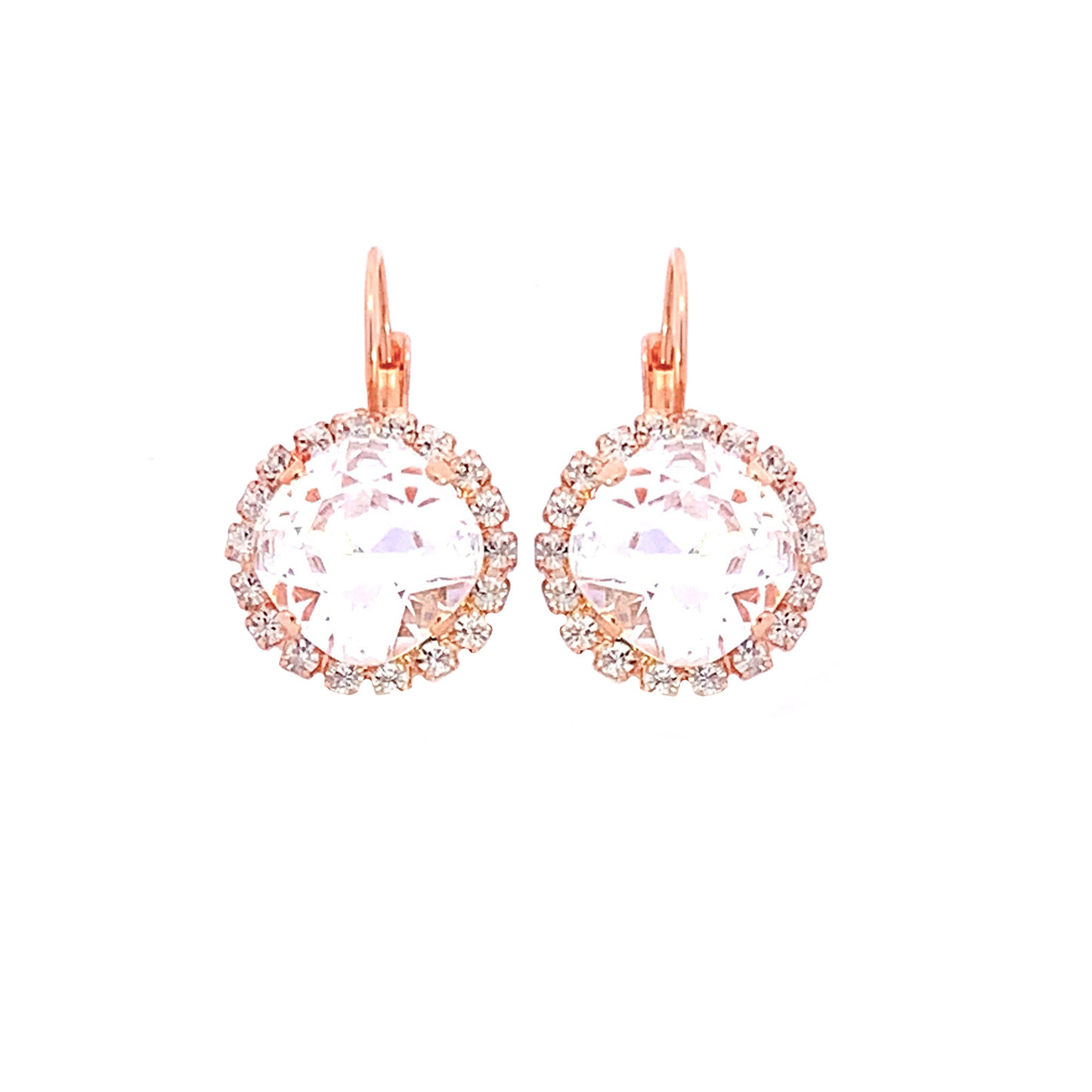 cushion cut wedding earrings in rose gold