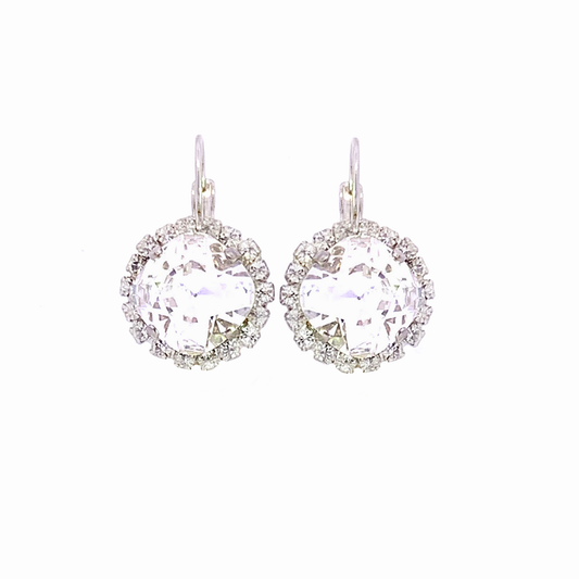 cushion cut wedding earrings in silver