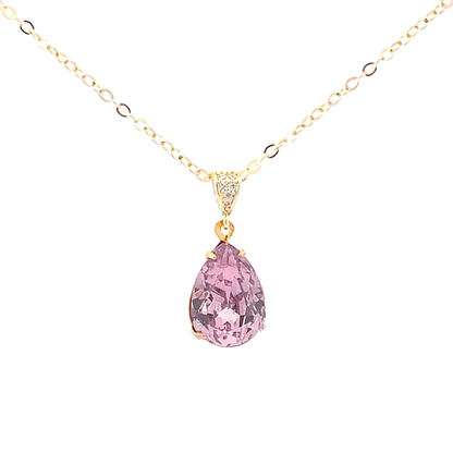 alexandrite crystal teardrop pendant necklace gold