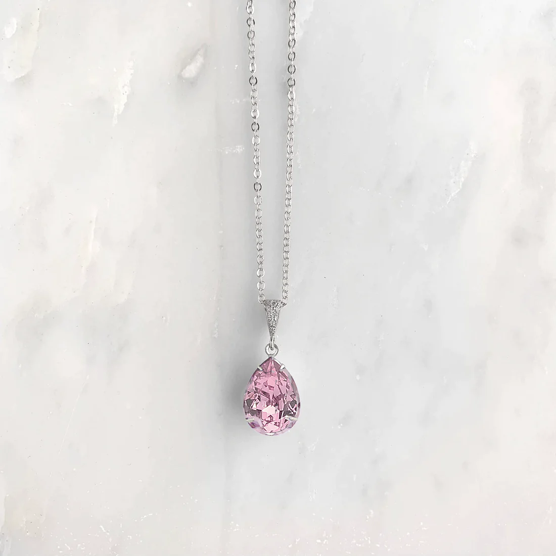 alexandrite crystal teardrop pendant necklace silver