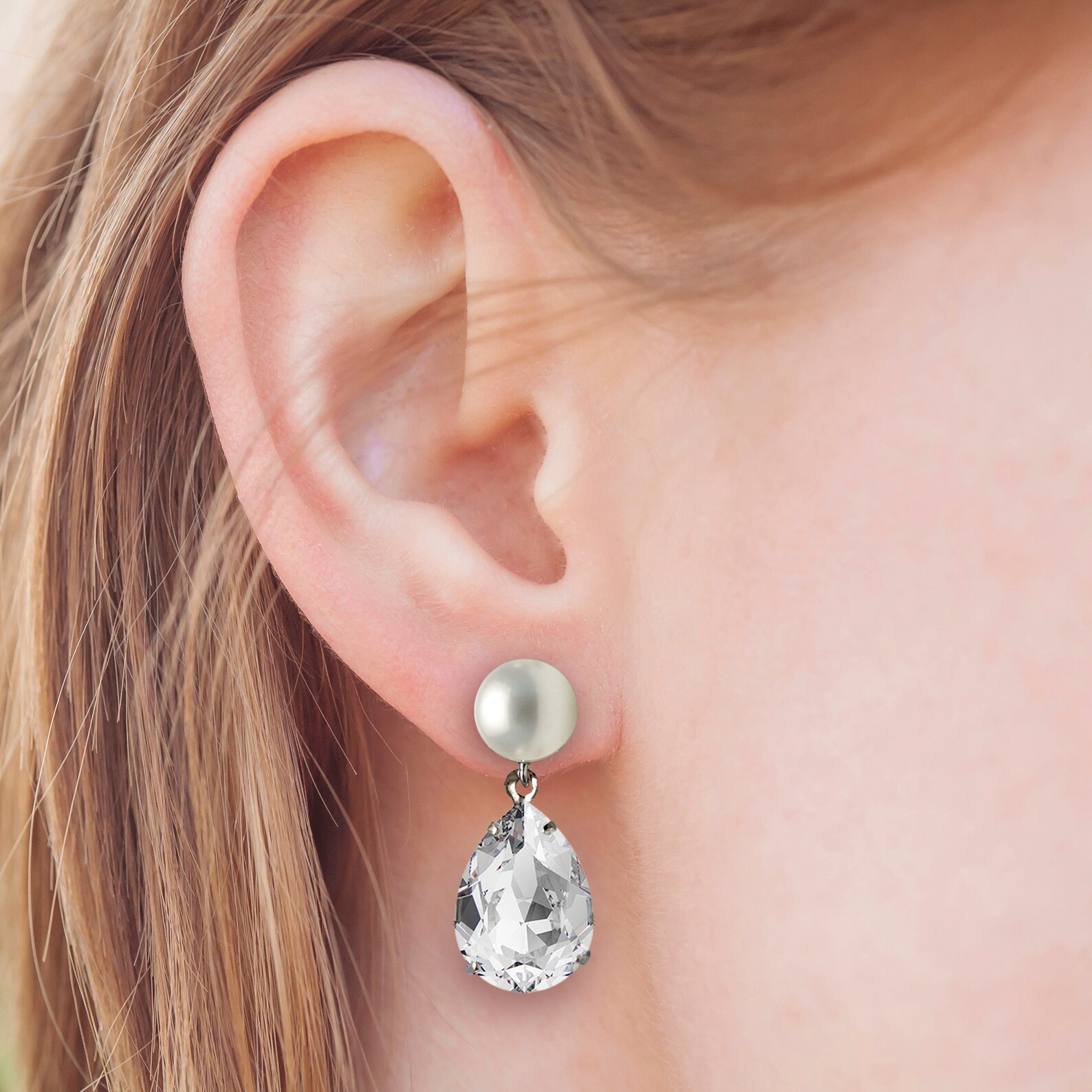 April birthstone pearl earrings silver