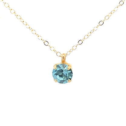 aquamarine crystal solitaire necklace gold