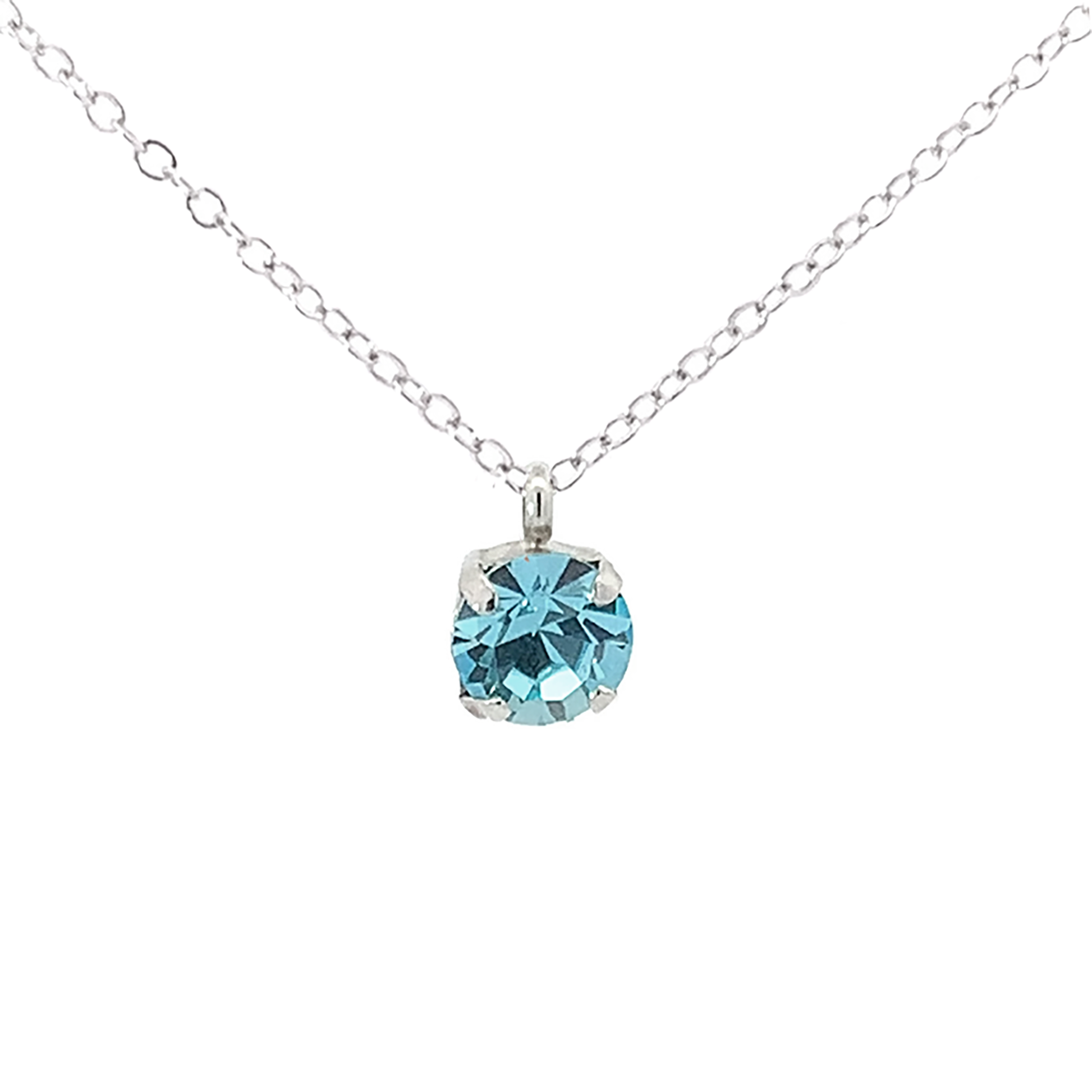 aquamarine crystal solitaire necklace silver