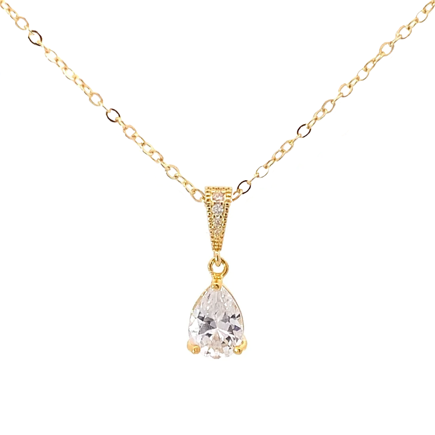 Minimalist teardrop bridal necklace gold