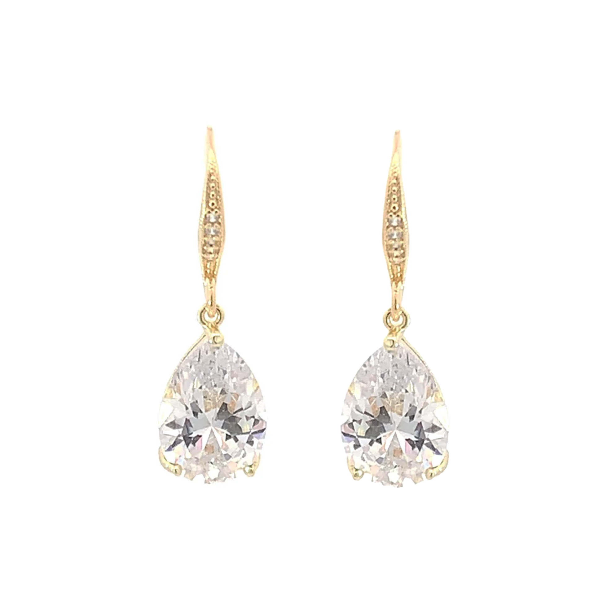 classic teardrop bridal earrings gold