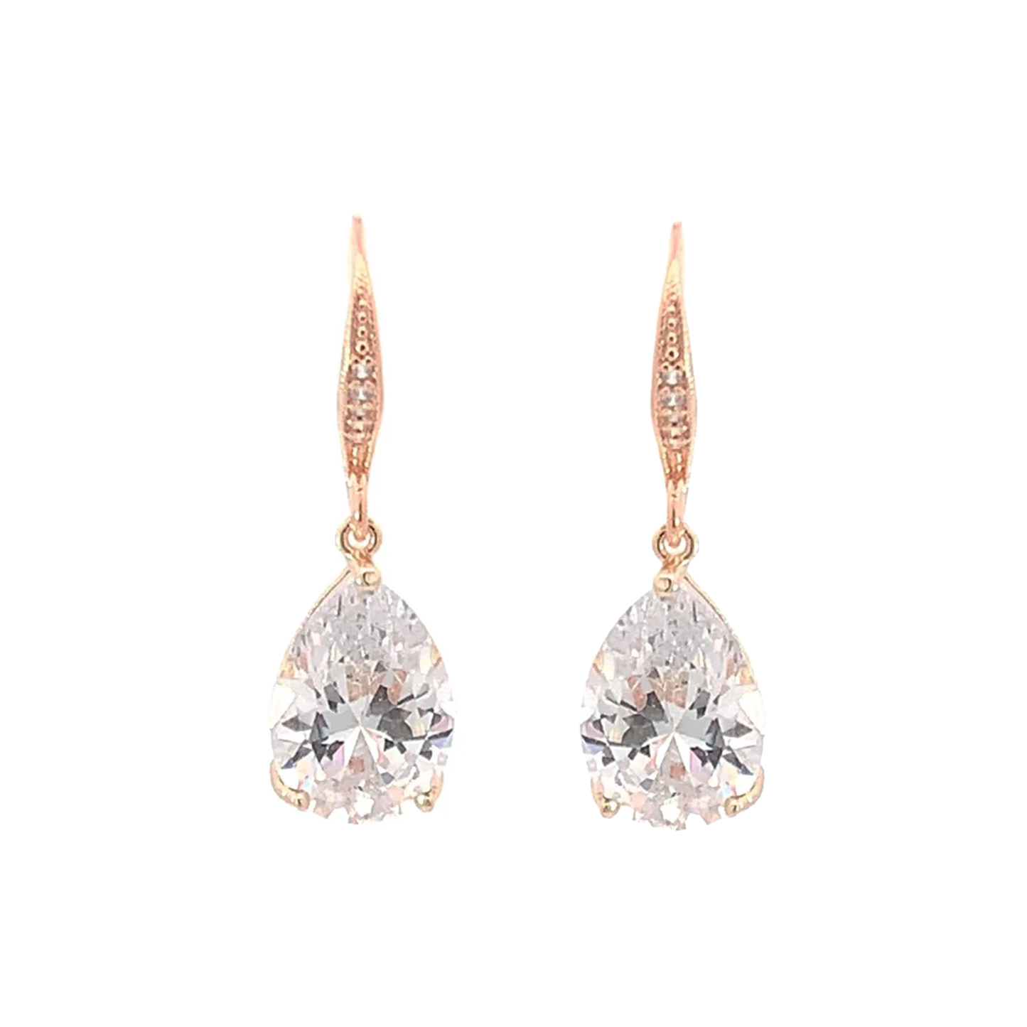 classic teardrop bridal earrings rose gold