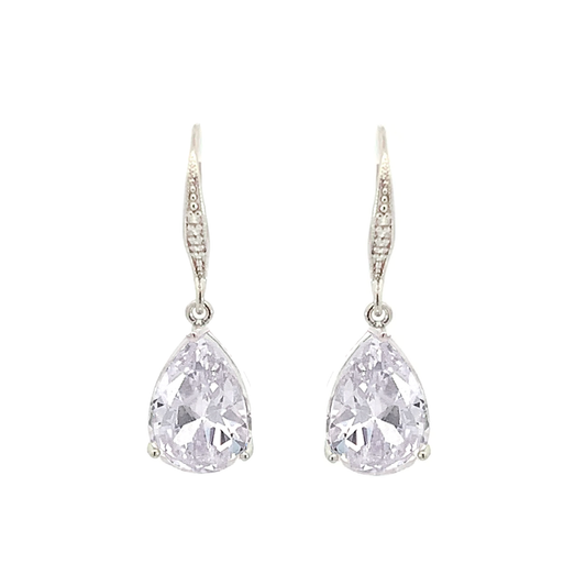 classic teardrop bridal earrings silver