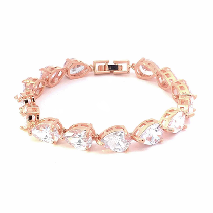 Bridal pear tennis bracelet rose gold