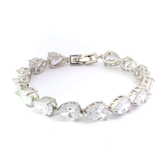 Bridal pear tennis bracelet silver