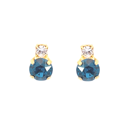 Blue zircon stud earrings gold