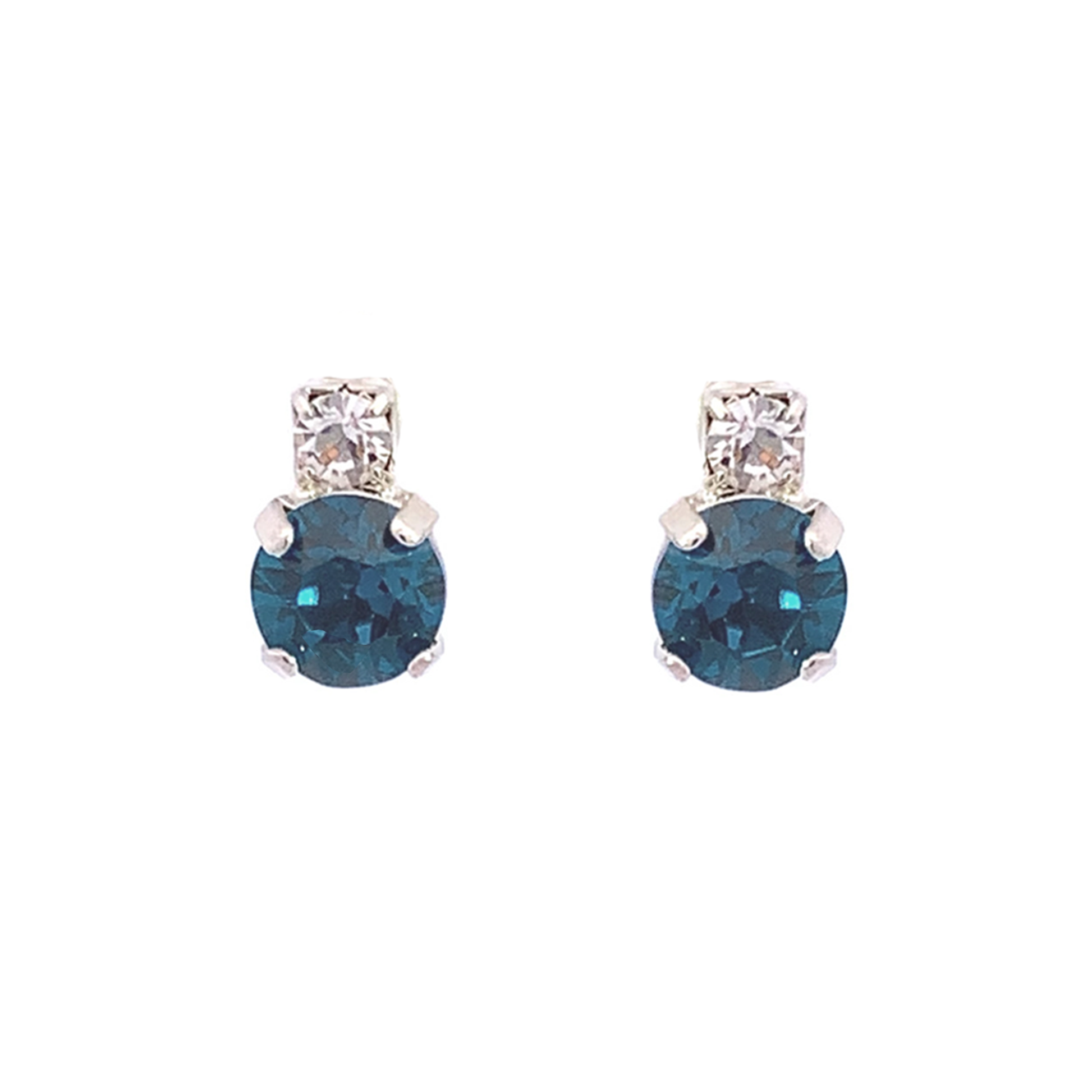 Blue zircon stud earrings silver