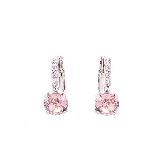 Blush pink bridesmaid earrings silver