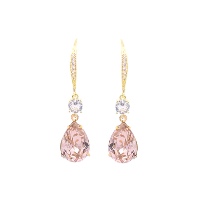 blush pink bridesmaids earrings long gold