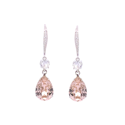 blush pink bridesmaids earrings long silver