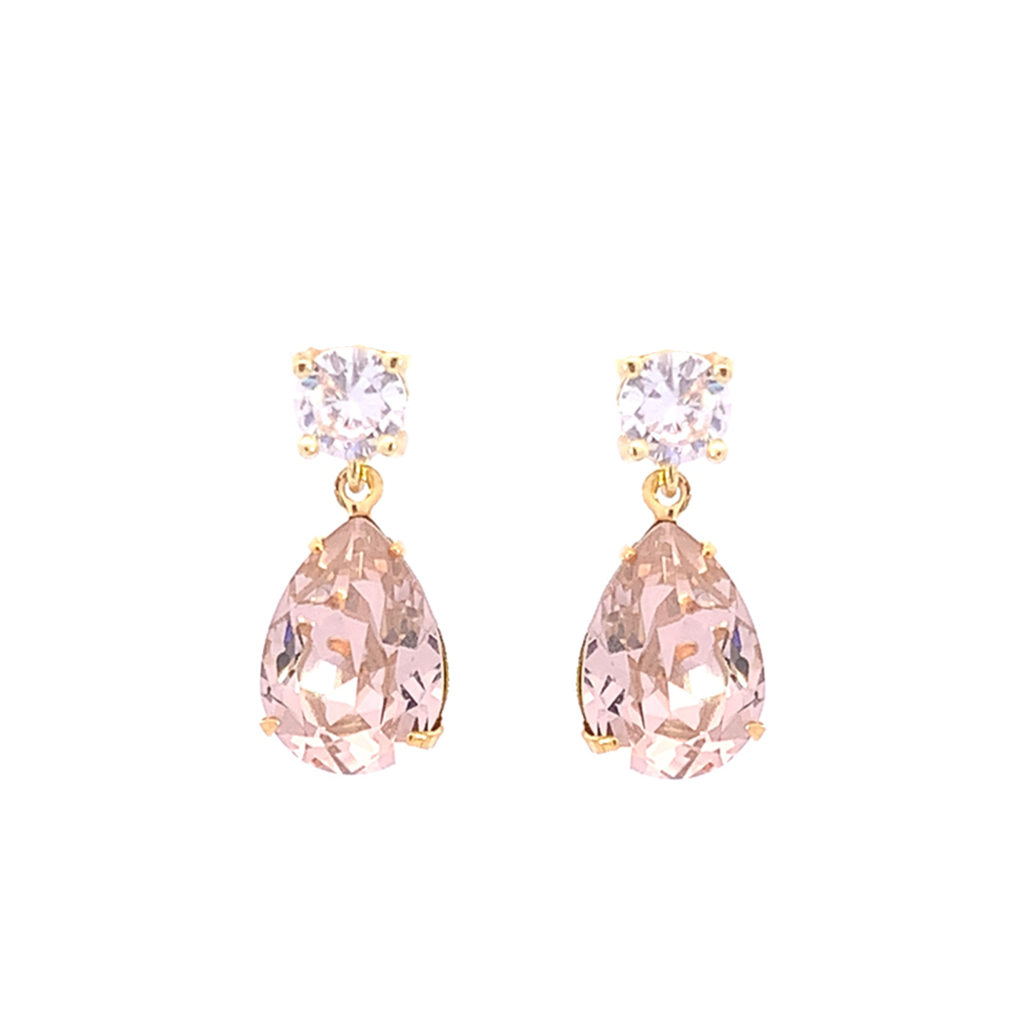 blush pink bridesmaids teardrop earrings gold