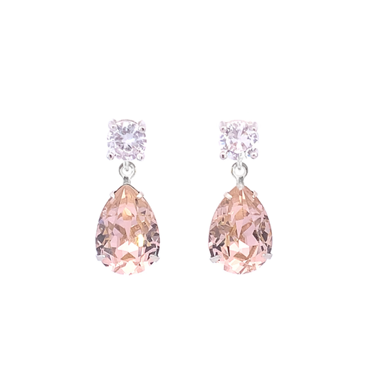 blush pink bridesmaids teardrop earrings silver