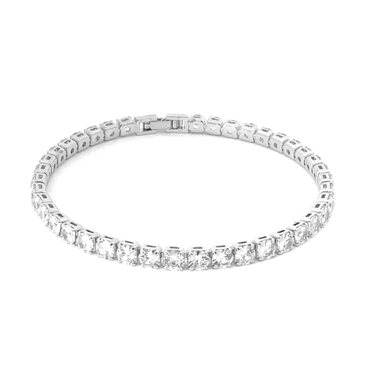 Bridal simulated diamond tennis bracelet silver