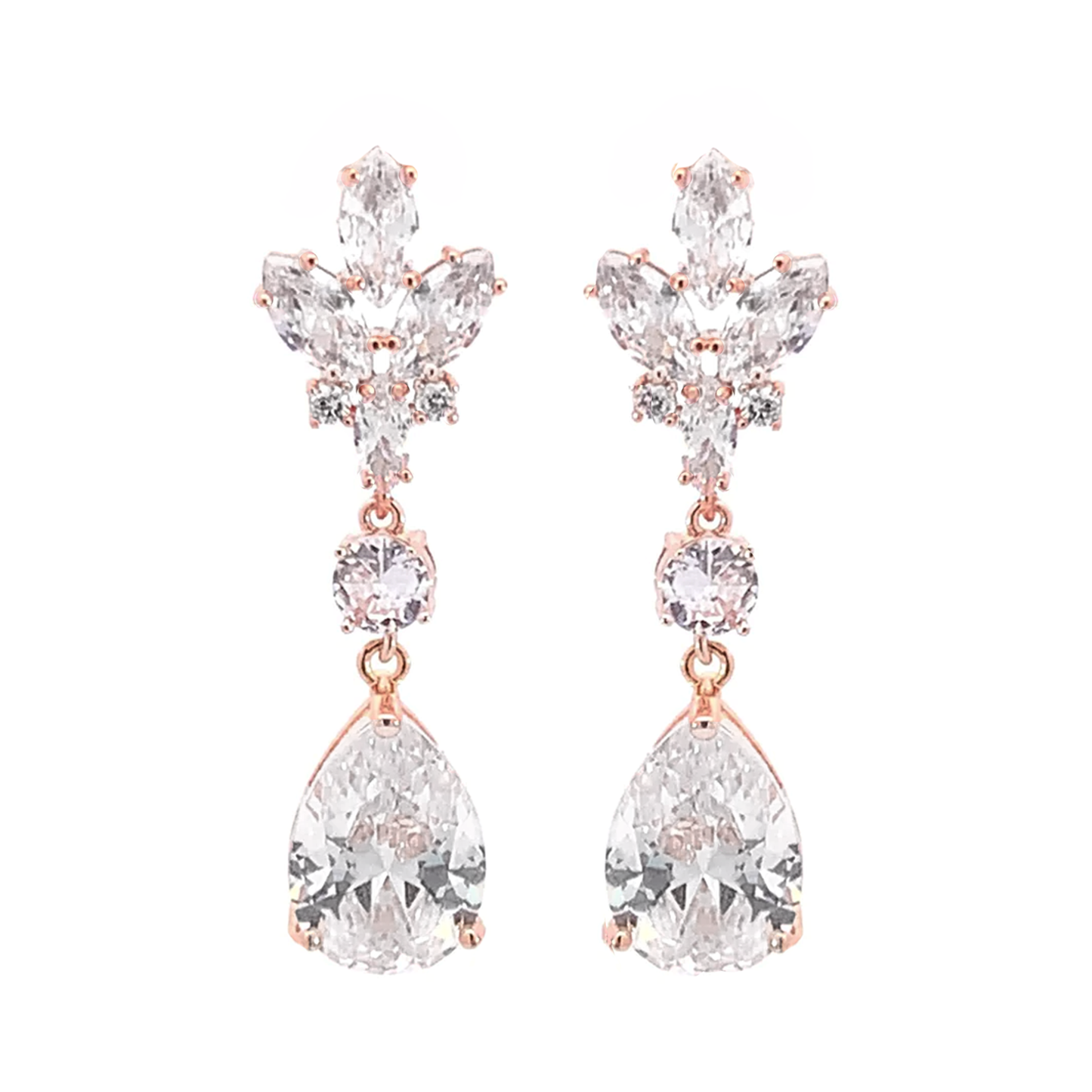chandelier bridal earrings rose gold