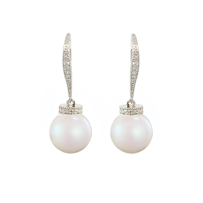 chunky pearl drop earrings silver