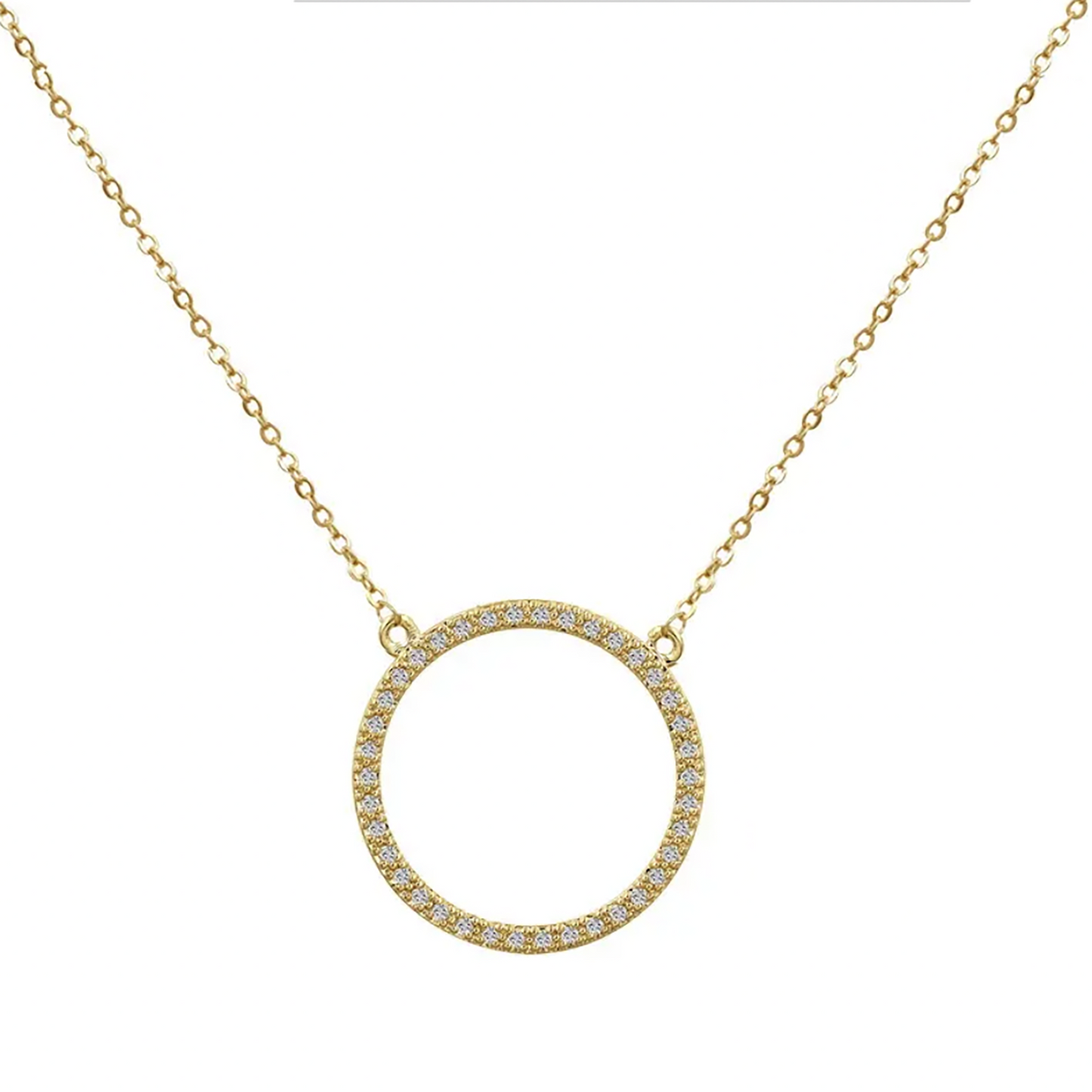 Diamond circle pendant necklace gold