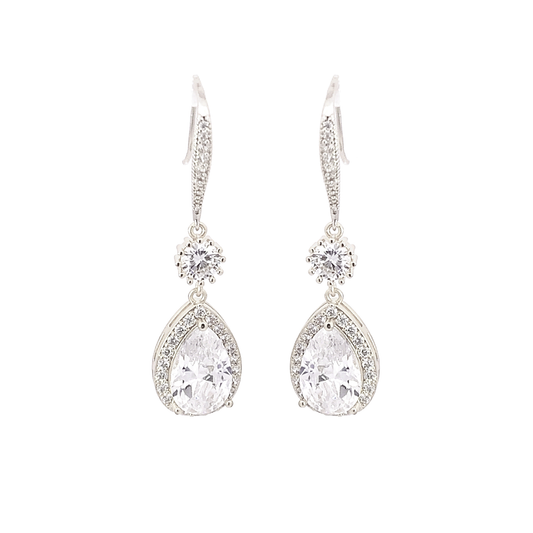crystal bridal drop earrings silver