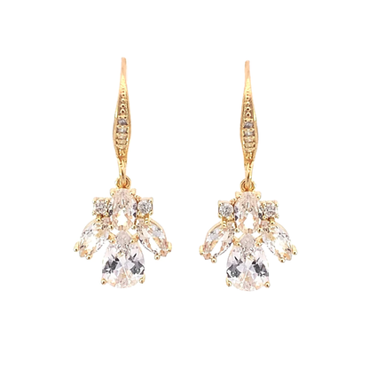 crystal cluster drop earrings gold
