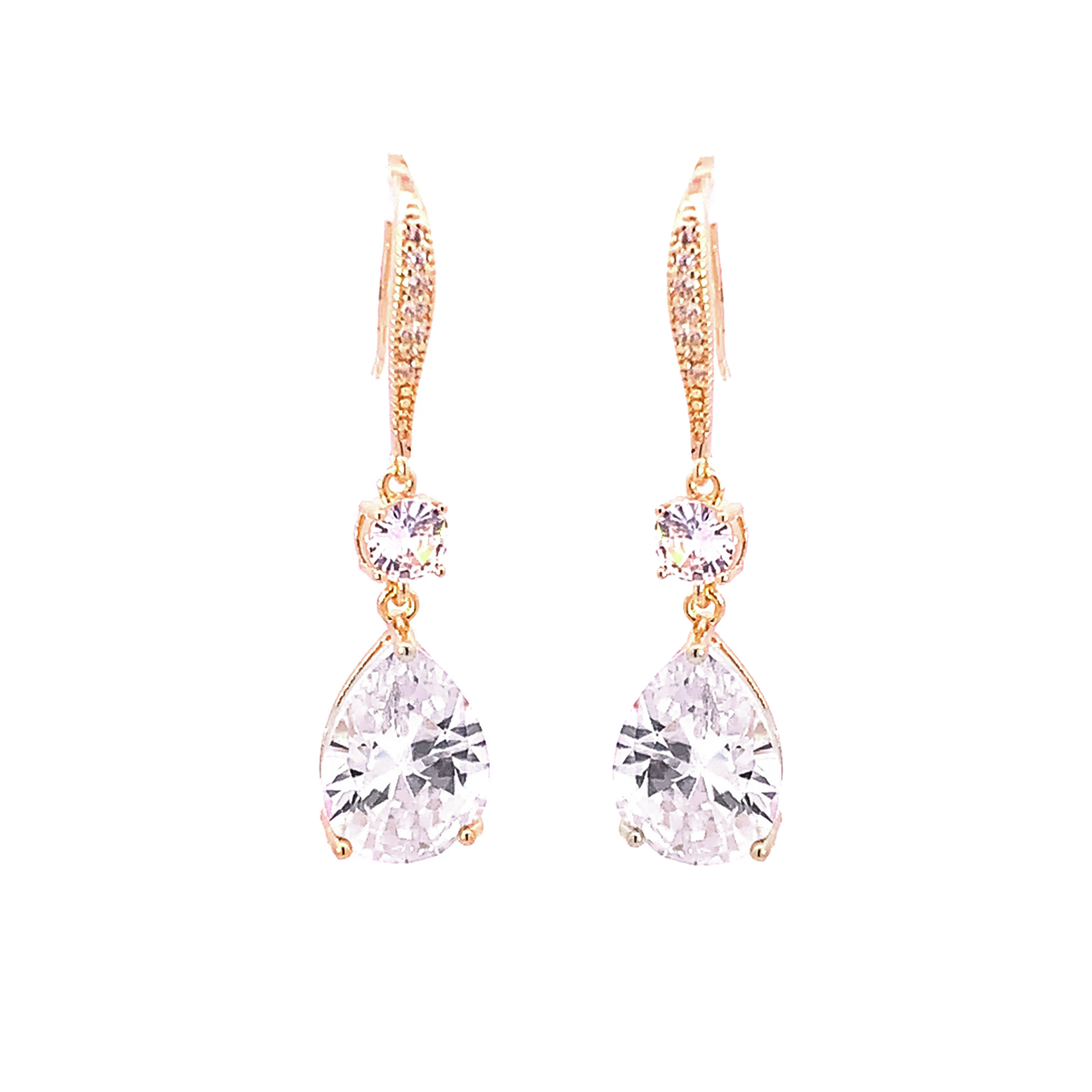 crystal teardrop bridal earrings gold