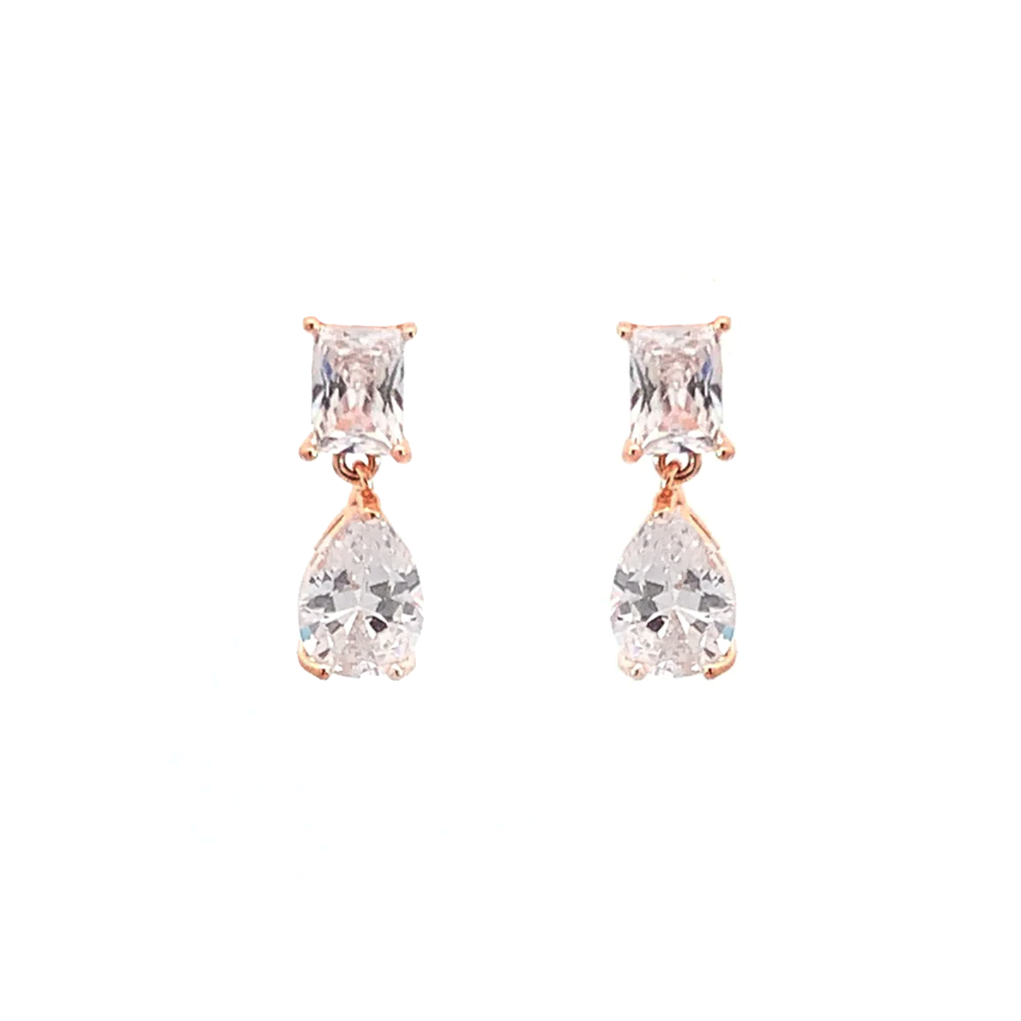 crystal drop bridal earrings rose gold