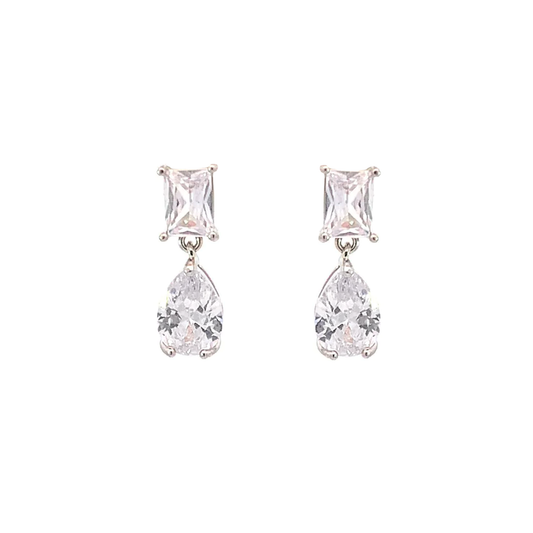 crystal drop bridal earrings silver