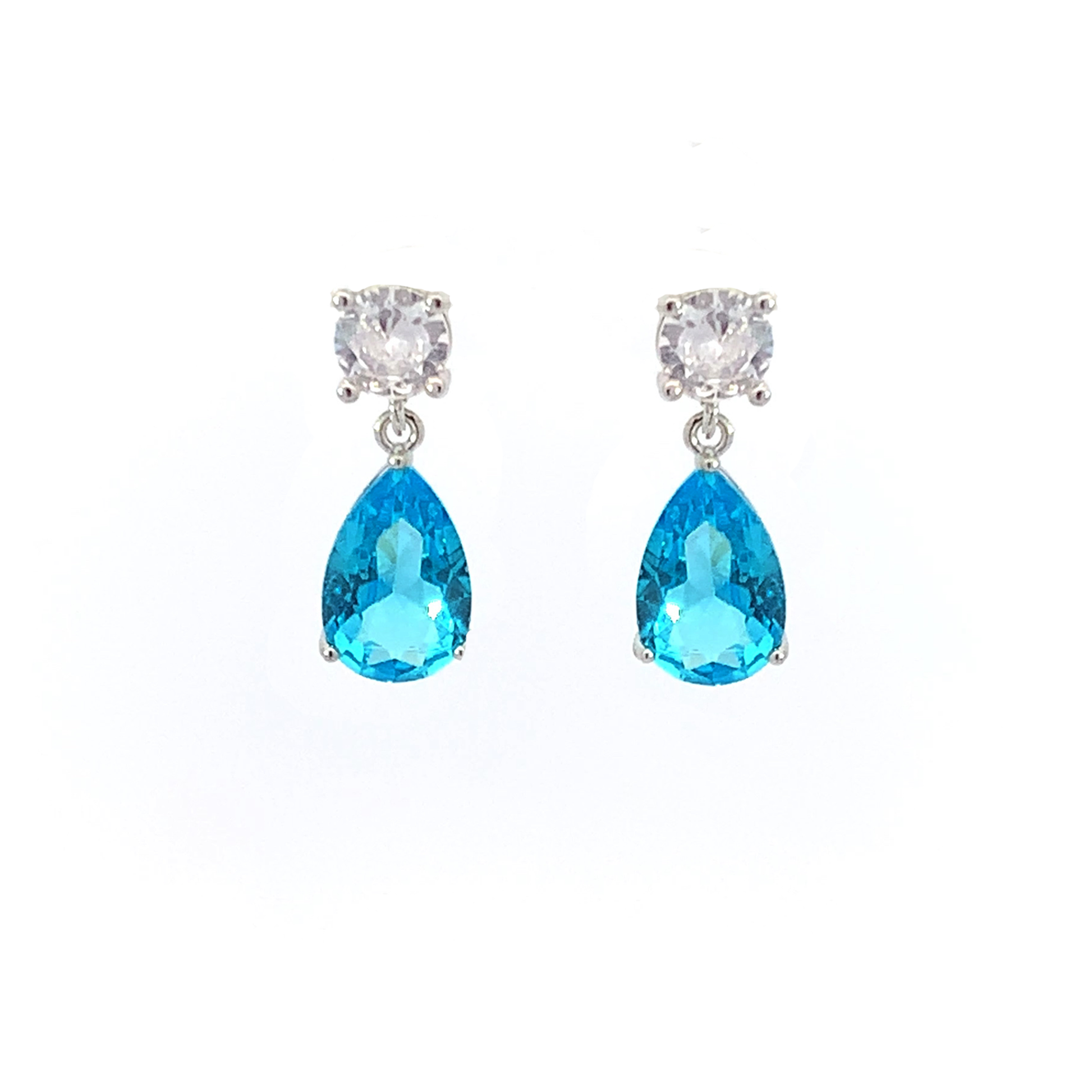 December birthstone crystal stud earrings silver