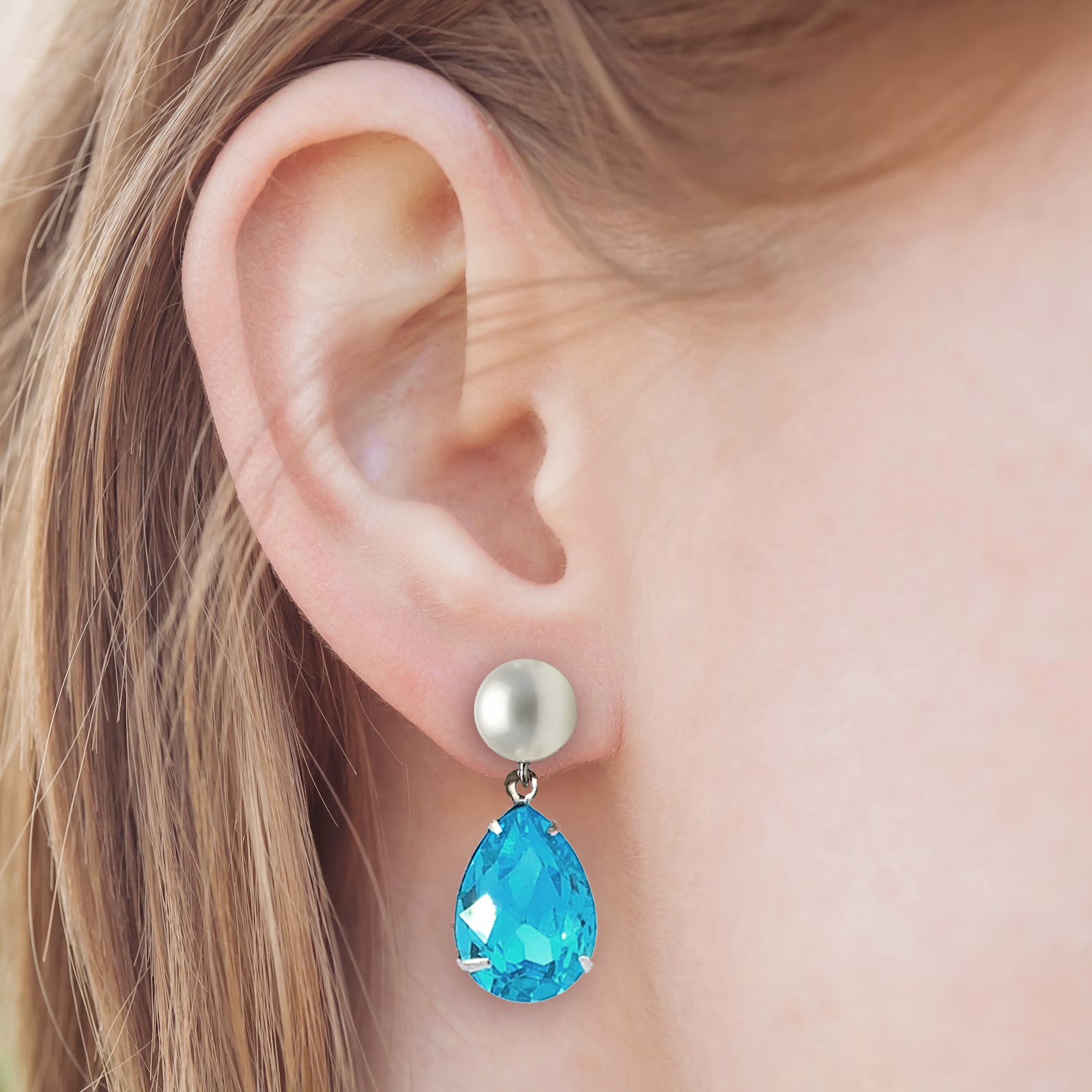 December birthstone pearl earrings silver