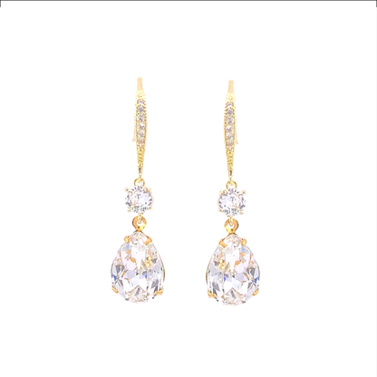 April birthstone long earrings gold