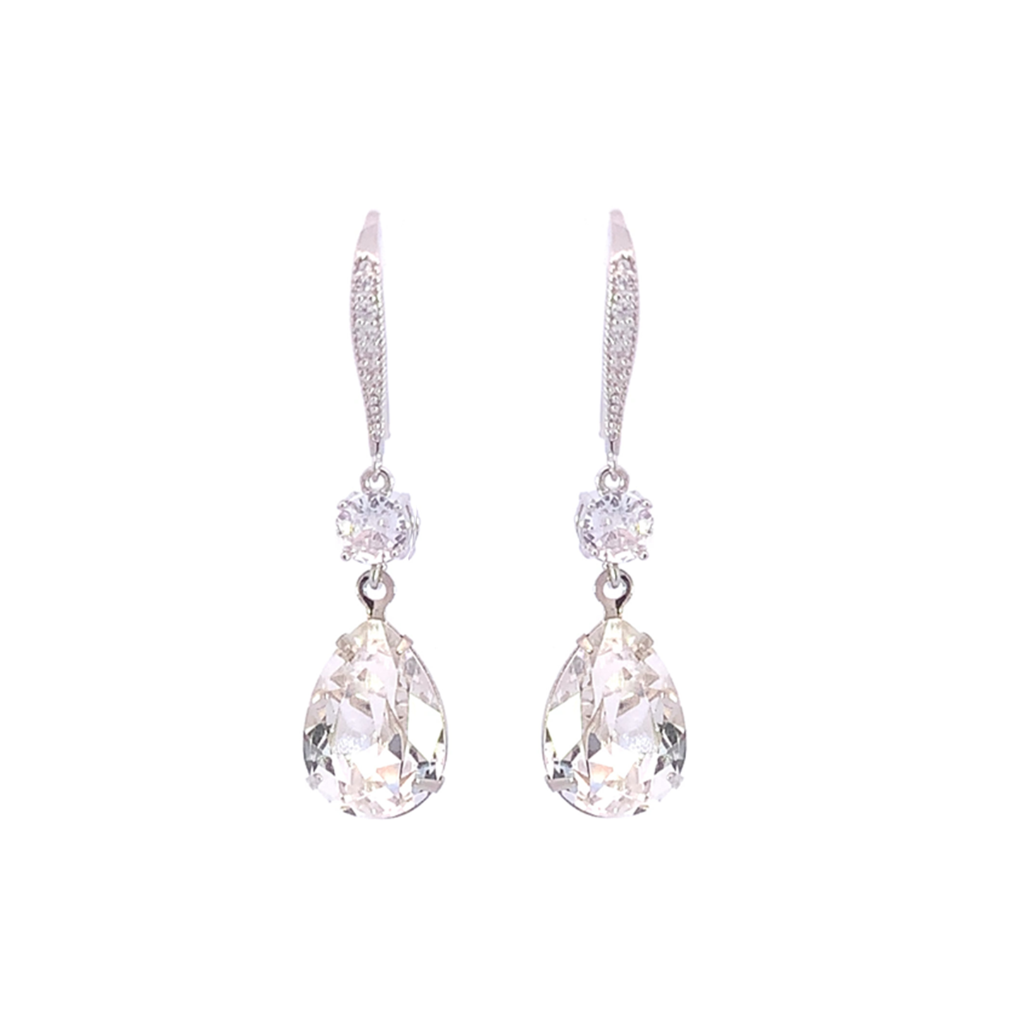 April birthstone long earrings silver