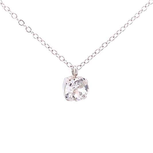 diamond crystal solitaire necklace silver april birthstone