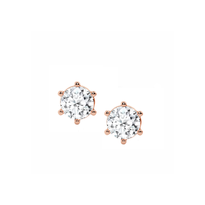 simulated diamond solitaire stud earrings rose gold