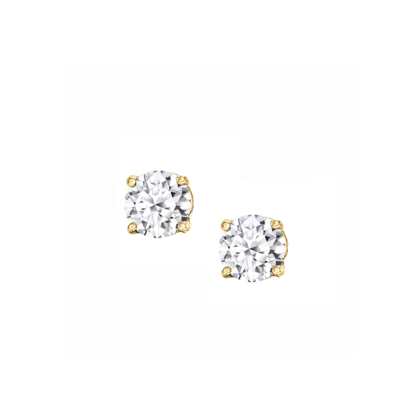 simulated diamond solitaire stud earrings gold