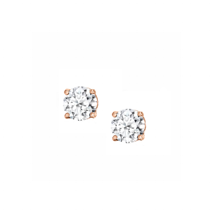 simulated diamond solitaire stud earrings rose gold