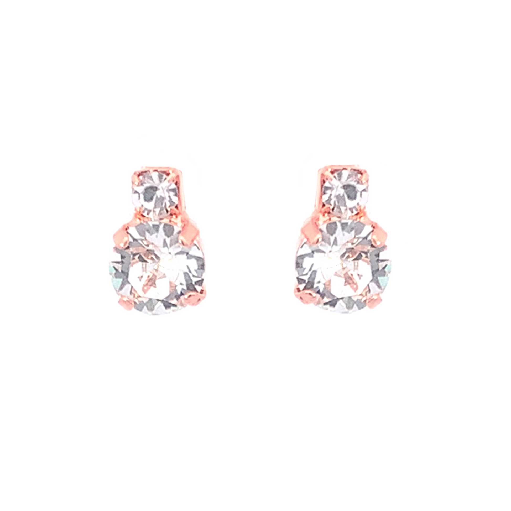 Diamond solitaire stud earrings rose gold