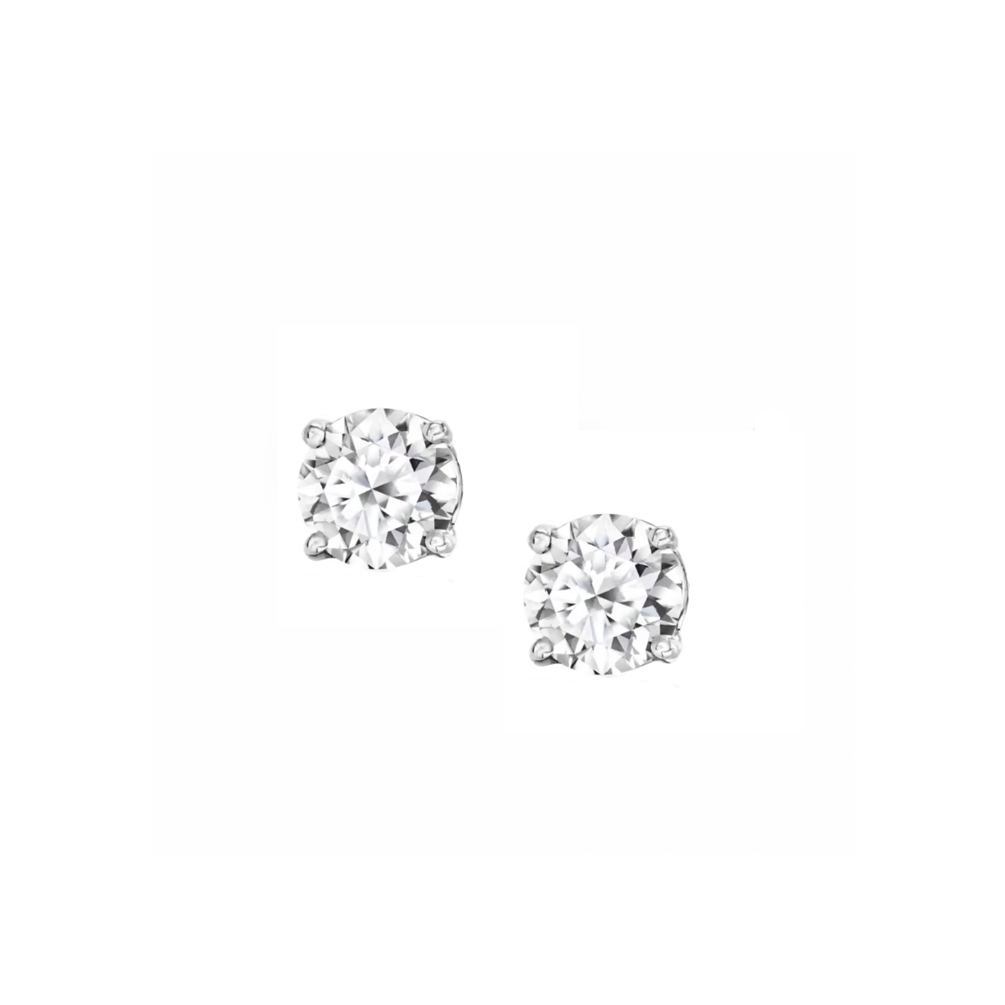 simulated diamond solitaire stud earrings silver