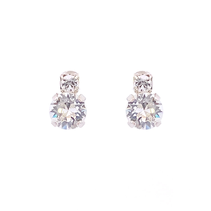 Diamond solitaire stud earrings silver