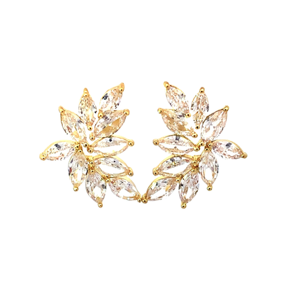 crystal cluster bridal earrings in gold