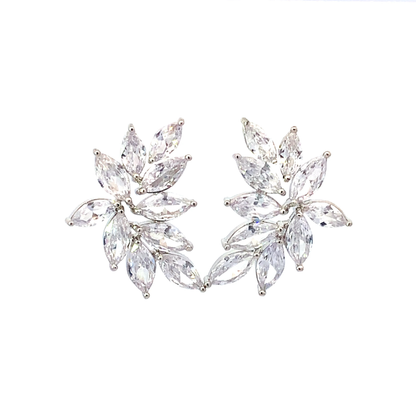 crystal cluster bridal earrings silver