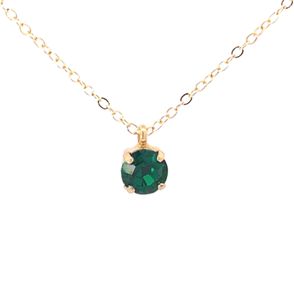 emerald crystal solitaire necklace gold