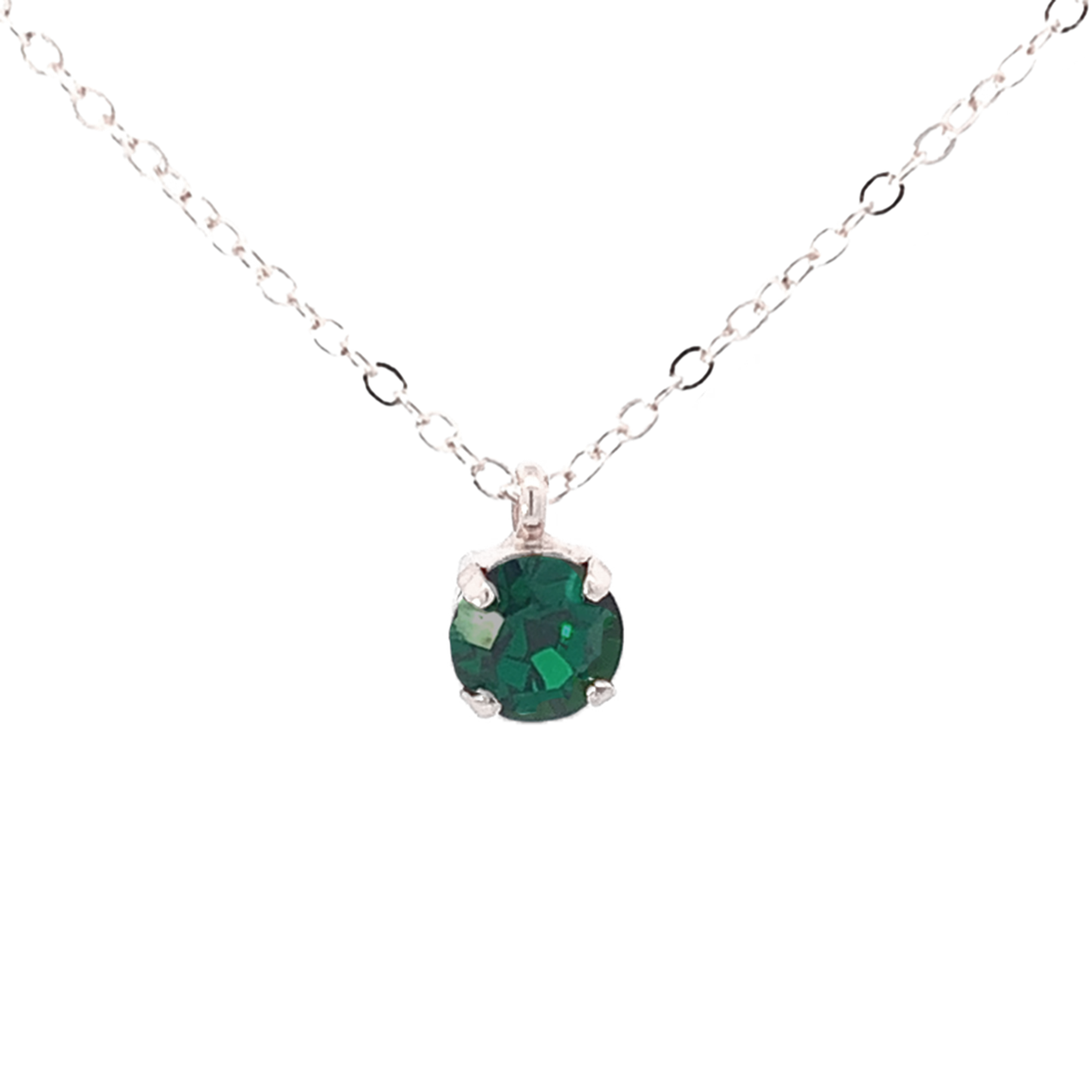 emerald crystal solitaire necklace silver